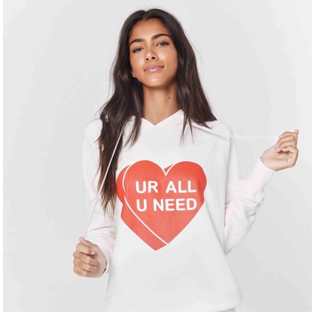 NWT Spiritual Gangster “Ur All U Need” Heart Sweatshirt Red/White Size Small - Picture 14 of 16
